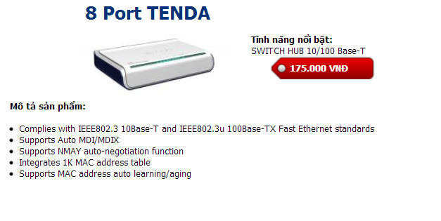 Switch Tenda 8Port